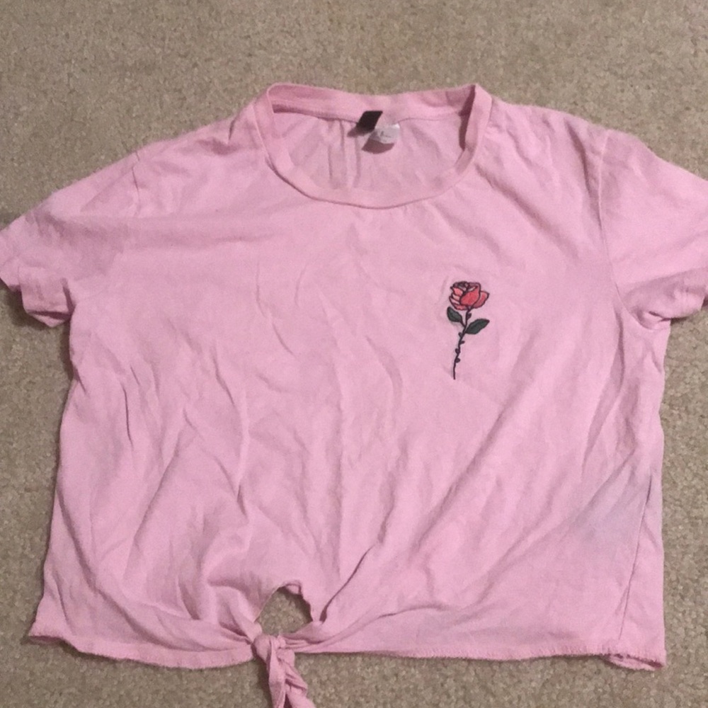 Pink tied front H&M crop top